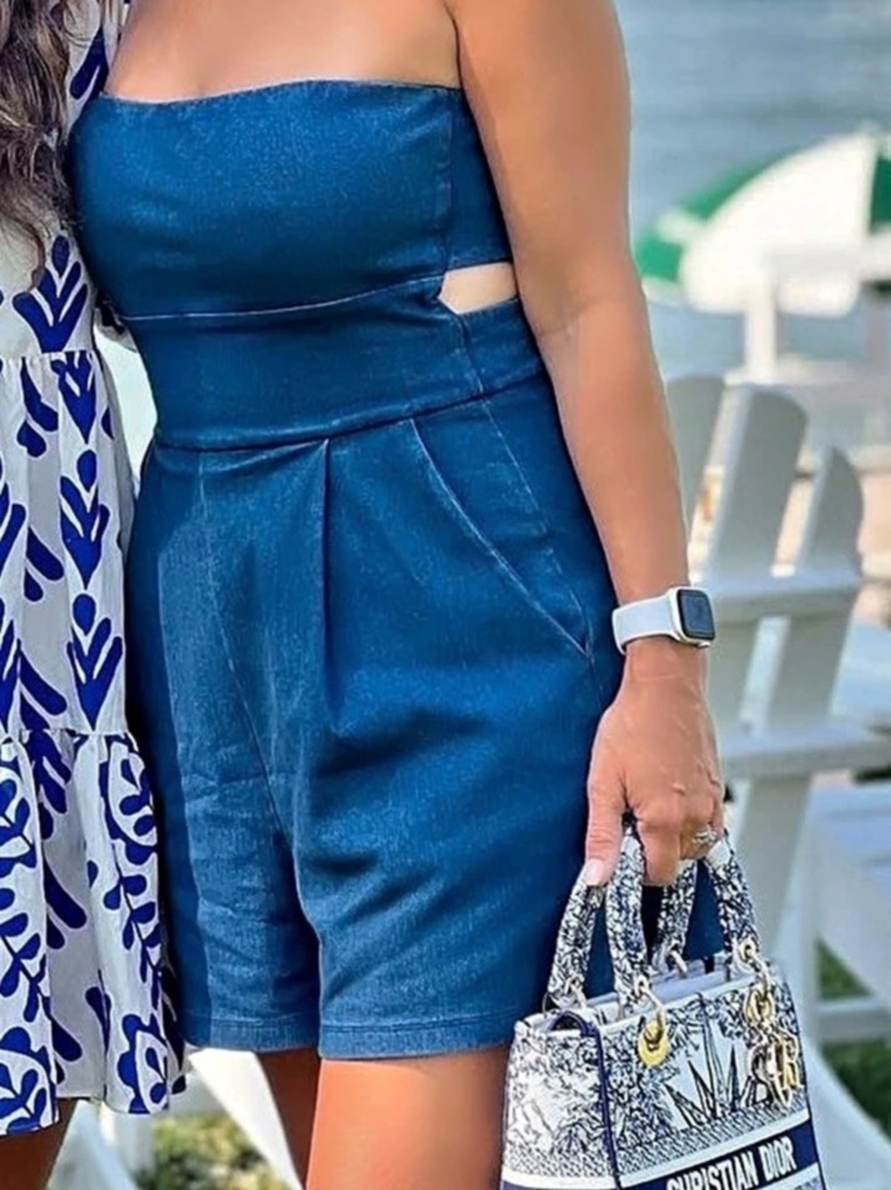 Susana Monaco Strapless Denim Romper Size Medium Like New